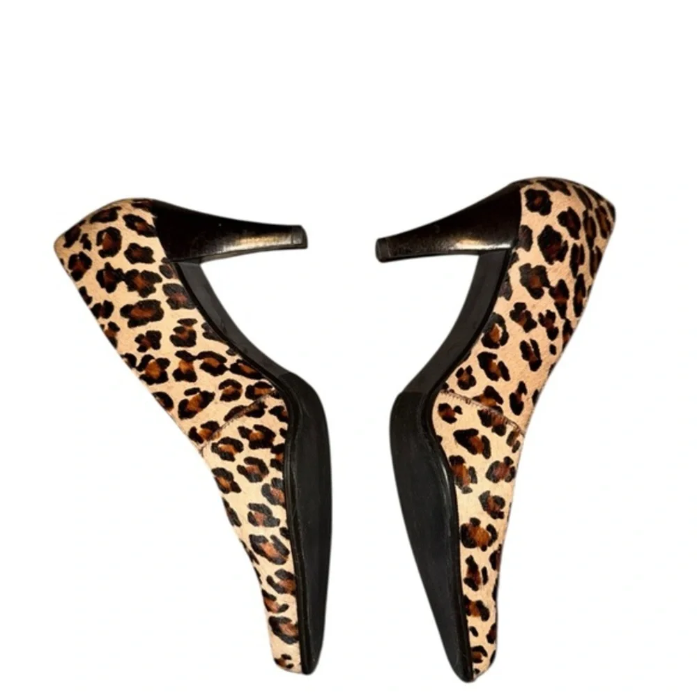 Franco Sarto | Women's Tan Brown Leopard Print Leather Calf Hair Heels Sz 7.5‎ m